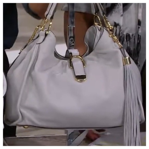 G.I.L.I. Handbags - G.I.L.I Light Grey Leather Stirrup Satchel NWOT
